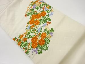 秋草に檜垣模様織出し名古屋帯